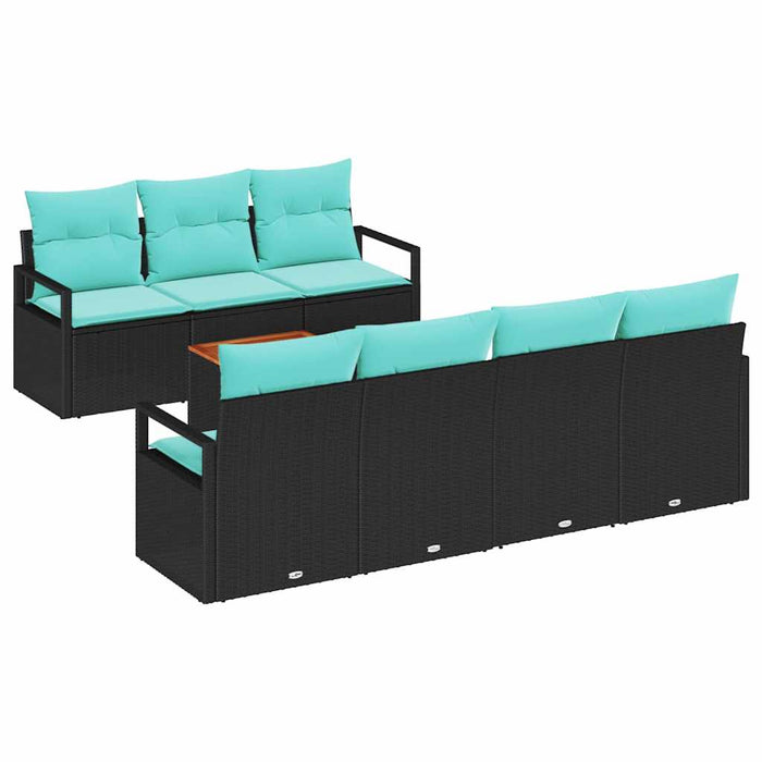 Set de canapele pentru grădină cu pernă 8 pcs Negru poliratan - WALTI WALTI