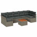 Set de mobilier de grădină cu 8 piese, gri, din rattan poly și acacia, cu perne - WALTI WALTI