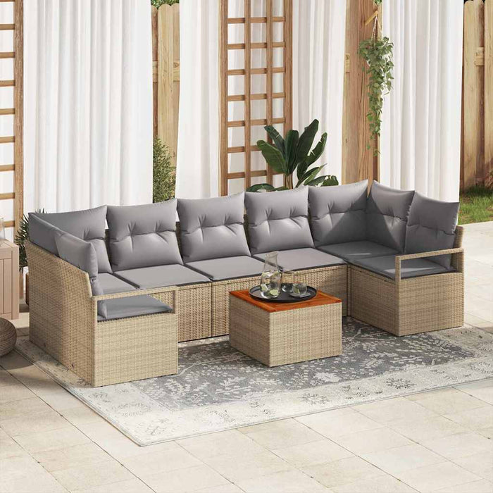Set de canapele pentru grădină , 8 piese, cu perne Bej din rattan poliesteric Acacia - WALTI WALTI