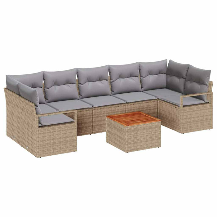 Set de canapele pentru grădină , 8 piese, cu perne Bej din rattan poliesteric Acacia - WALTI WALTI