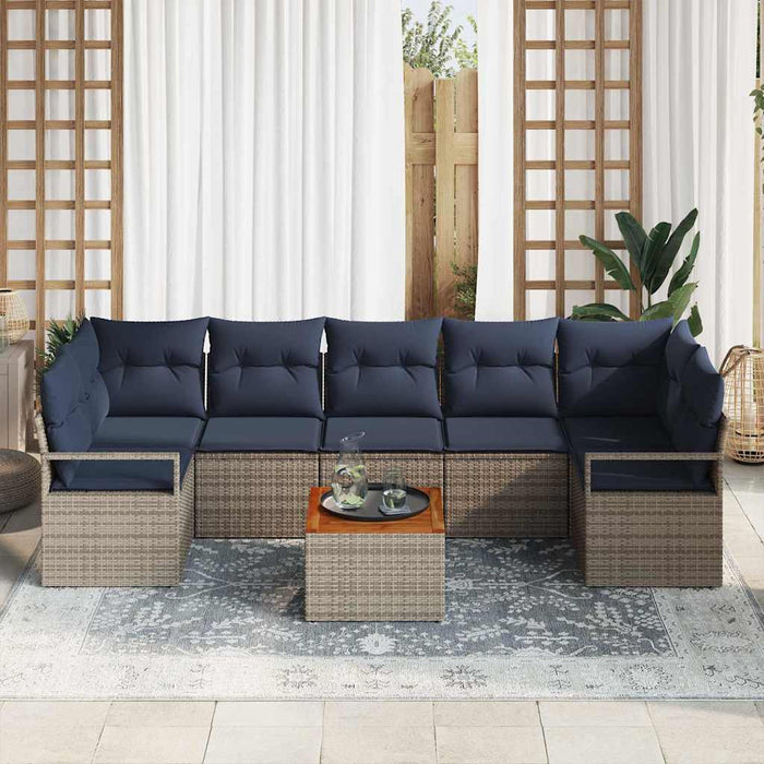 Set de canapele pentru grădină cu pernă 8 pcs Gri poliratan - WALTI WALTI