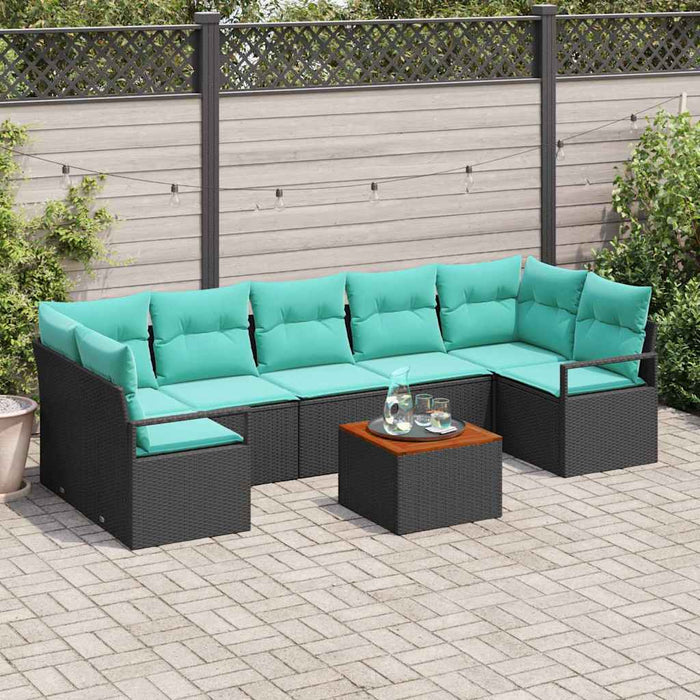 Set de canapele pentru grădină cu pernă 8 pcs Negru poliratan - WALTI WALTI