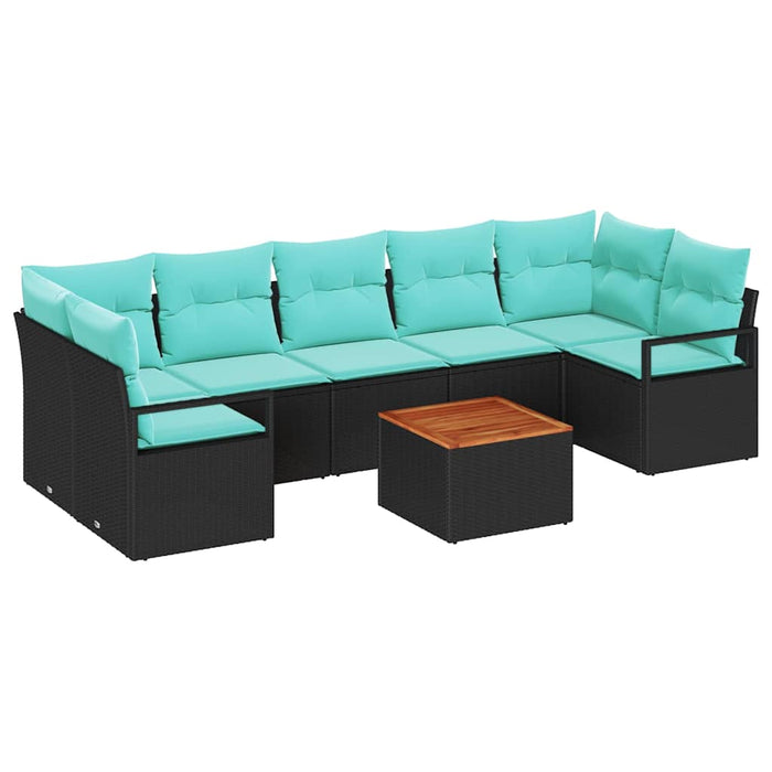Set de canapele pentru grădină cu pernă 8 pcs Negru poliratan - WALTI WALTI