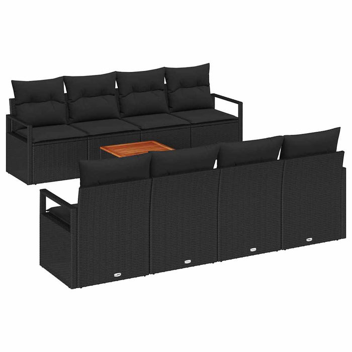 Set de canapea de grădină, 9 piese cu perne, din ratan poli, acacia - WALTI WALTI