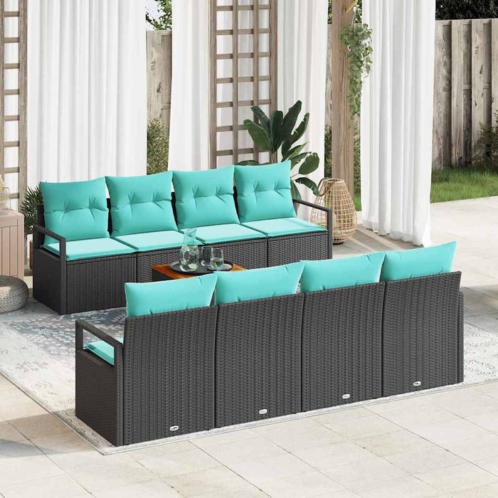 Set de canapele pentru grădină cu pernă 9 pcs Negru poliratan - WALTI WALTI
