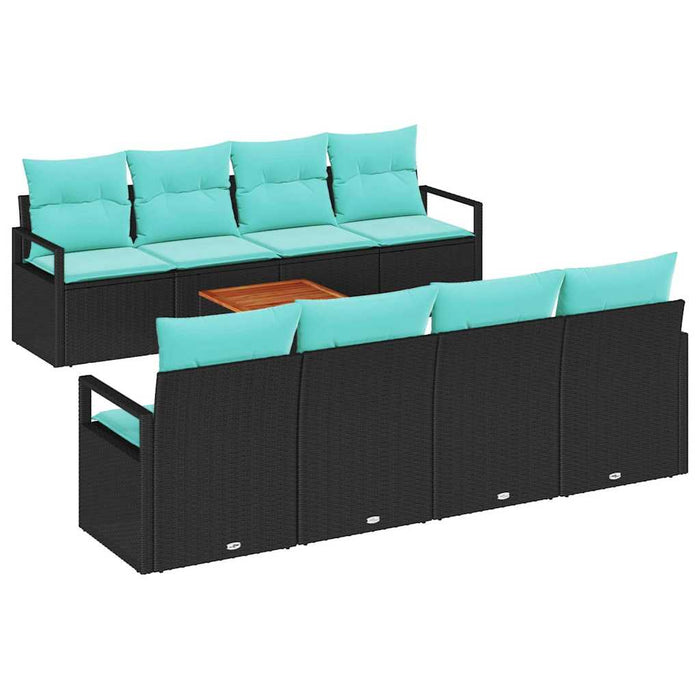 Set de canapele pentru grădină cu pernă 9 pcs Negru poliratan - WALTI WALTI