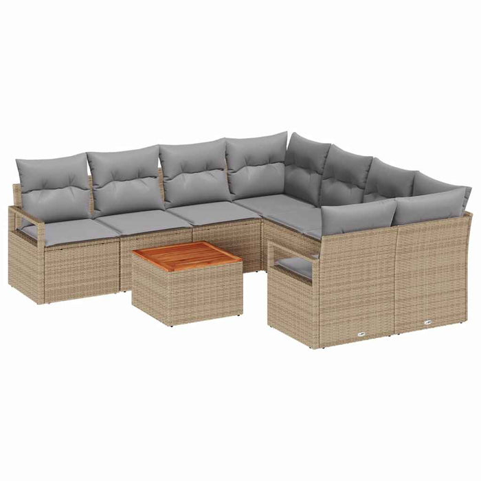 Set de canapele pentru grădină cu pernă 9 pcs Bej Rattan poli - WALTI WALTI