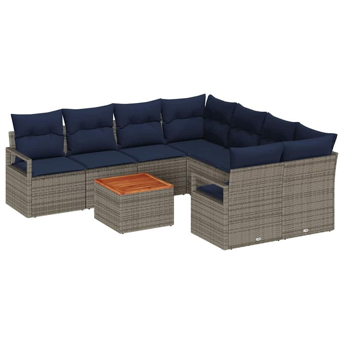 Set de canapele pentru grădină cu pernă 9 pcs Gri poliratan - WALTI WALTI