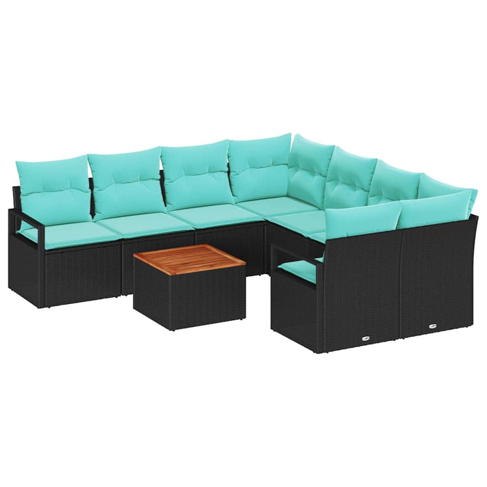 Set de canapele pentru grădină cu pernă 9 pcs Negru poliratan - WALTI WALTI