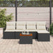 Set de canapele de grădină din 6 piese cu perne, Negru, Rattan Poli, Acacia - WALTI WALTI
