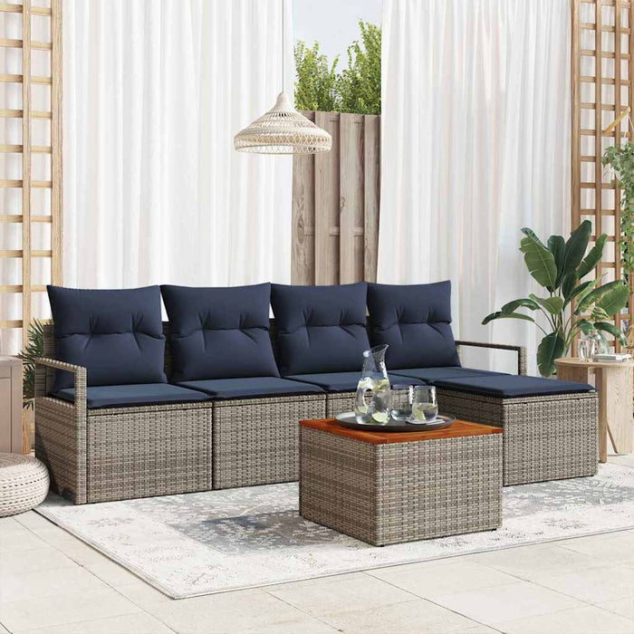 Set de canapele pentru grădină cu pernă 6 pcs Gri poliratan - WALTI WALTI