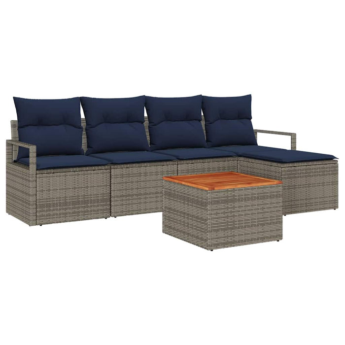 Set de canapele pentru grădină cu pernă 6 pcs Gri poliratan - WALTI WALTI