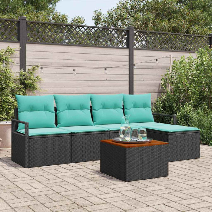 Set de canapele pentru grădină cu pernă 6 pcs Negru poliratan - WALTI WALTI