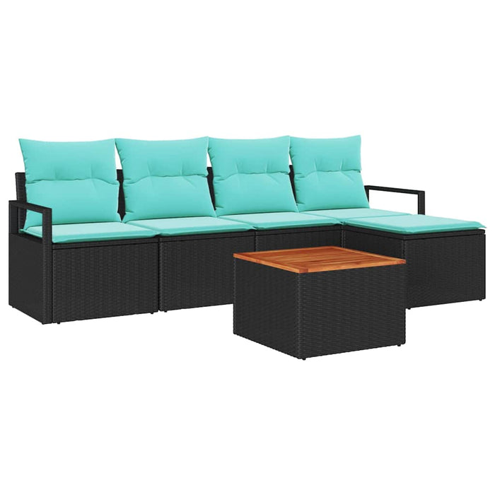 Set de canapele pentru grădină cu pernă 6 pcs Negru poliratan - WALTI WALTI