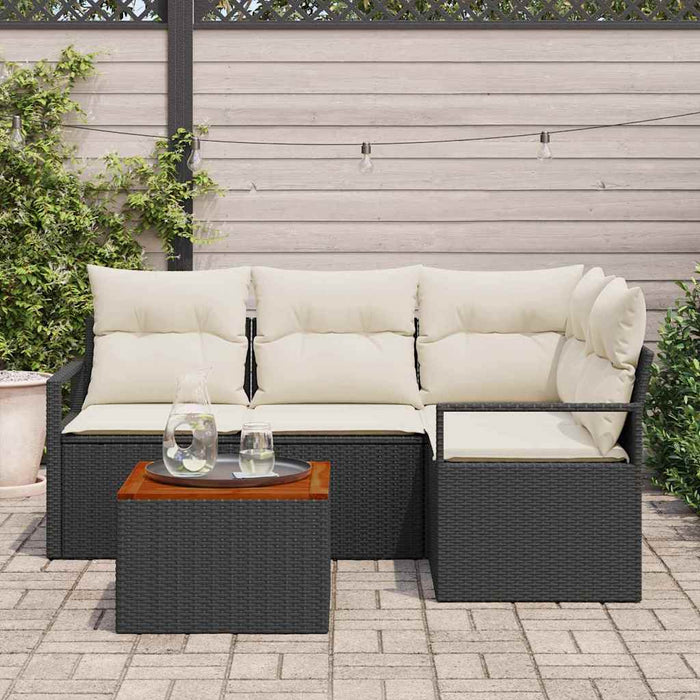 Set de canapele pentru grădină cu pernă 5 pcs Negru Rattan poli - WALTI WALTI