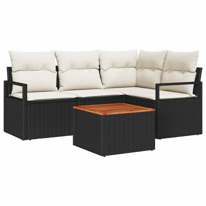 Set de canapele pentru grădină cu pernă 5 pcs Negru Rattan poli - WALTI WALTI