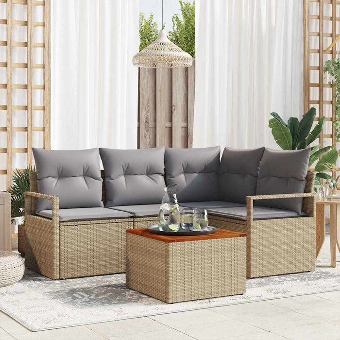 Set de canapele pentru grădină cu pernă 5 pcs Bej Rattan poli - WALTI WALTI