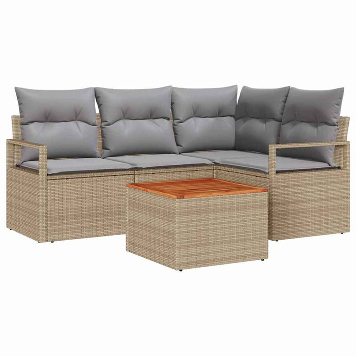Set de canapele pentru grădină cu pernă 5 pcs Bej Rattan poli - WALTI WALTI