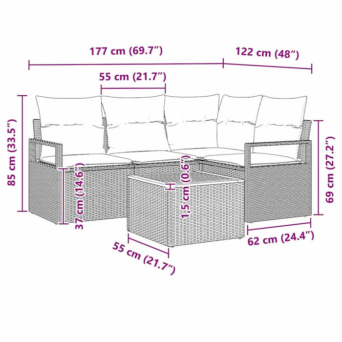 Set de canapele pentru grădină cu pernă 5 pcs Bej Rattan poli - WALTI WALTI
