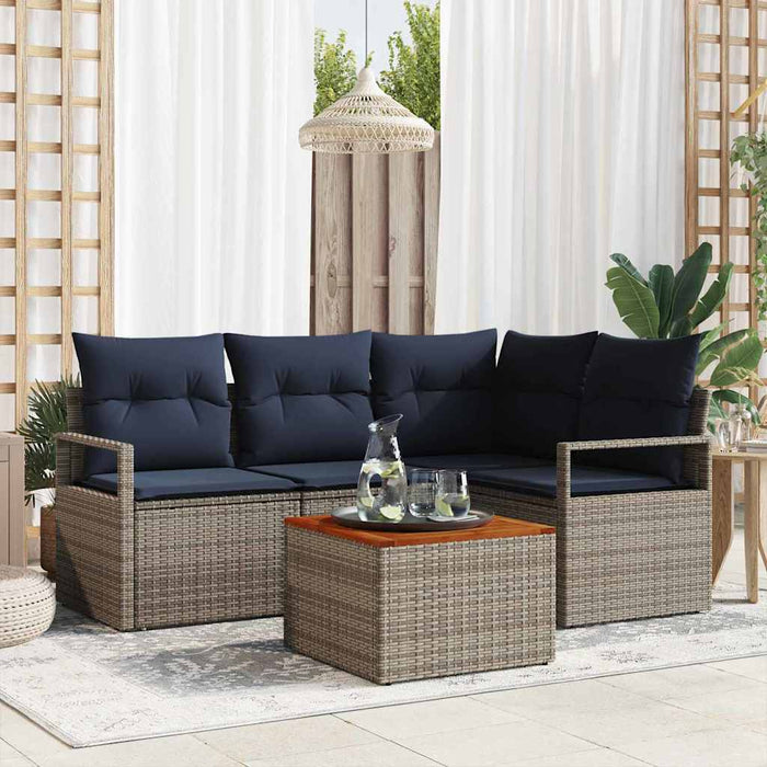 Set de canapele pentru grădină cu pernă 5 pcs Gri poliratan - WALTI WALTI