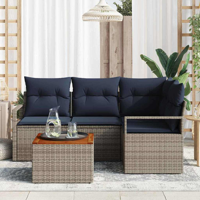 Set de canapele pentru grădină cu pernă 5 pcs Gri poliratan - WALTI WALTI