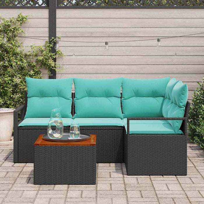 Set de canapele pentru grădină cu pernă 5 pcs Negru poliratan - WALTI WALTI