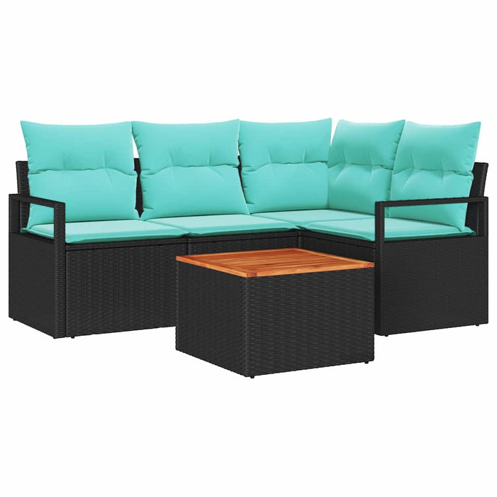 Set de canapele pentru grădină cu pernă 5 pcs Negru poliratan - WALTI WALTI