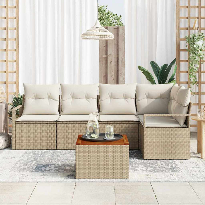 Set de canapele pentru grădină cu pernă 6 pcs Bej poliratan WALTI
