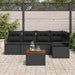 Set canapea grădină cu 6 piese, perne incluse, negru, poli rattan, acacia - WALTI WALTI