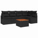 Set canapea grădină cu 6 piese, perne incluse, negru, poli rattan, acacia - WALTI WALTI
