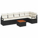 Set de canapele pentru grădină din 7 piese cu perne negre, rattan sintetic, acacia - WALTI WALTI