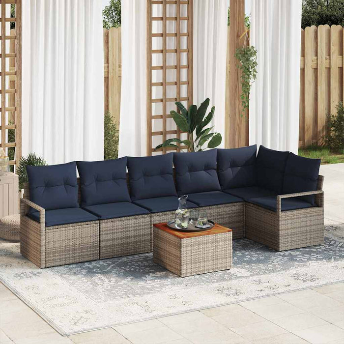 Set de canapele pentru grădină cu pernă 7 pcs Gri poliratan - WALTI WALTI