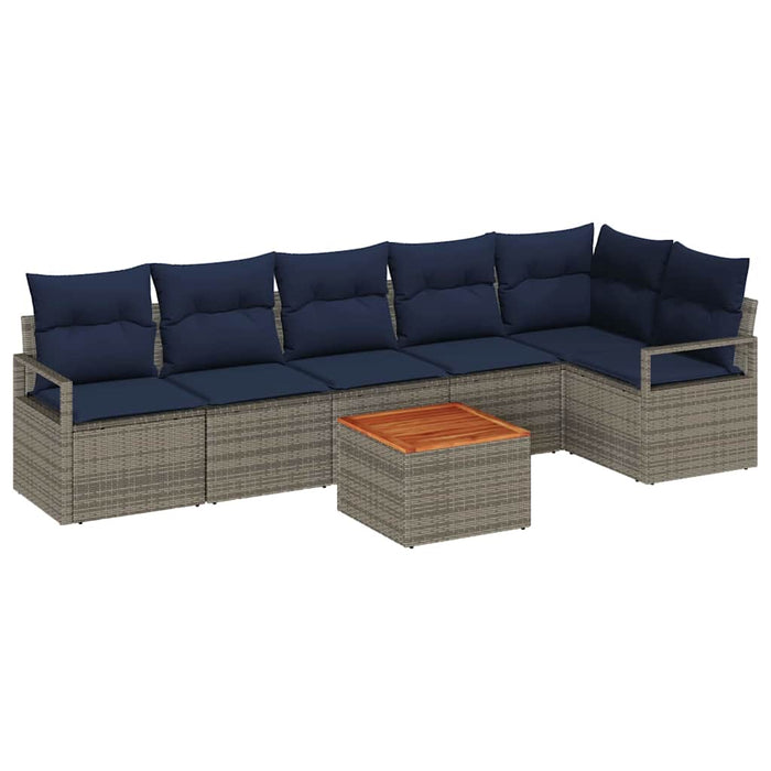 Set de canapele pentru grădină cu pernă 7 pcs Gri poliratan - WALTI WALTI