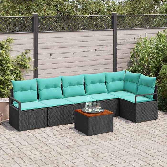 Set de canapele pentru grădină cu pernă 7 pcs Negru poliratan - WALTI WALTI