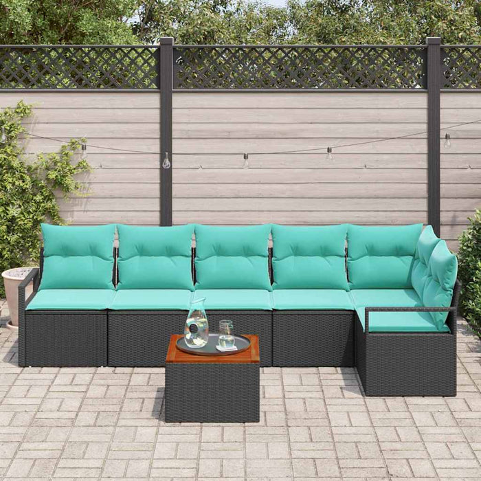 Set de canapele pentru grădină cu pernă 7 pcs Negru poliratan - WALTI WALTI