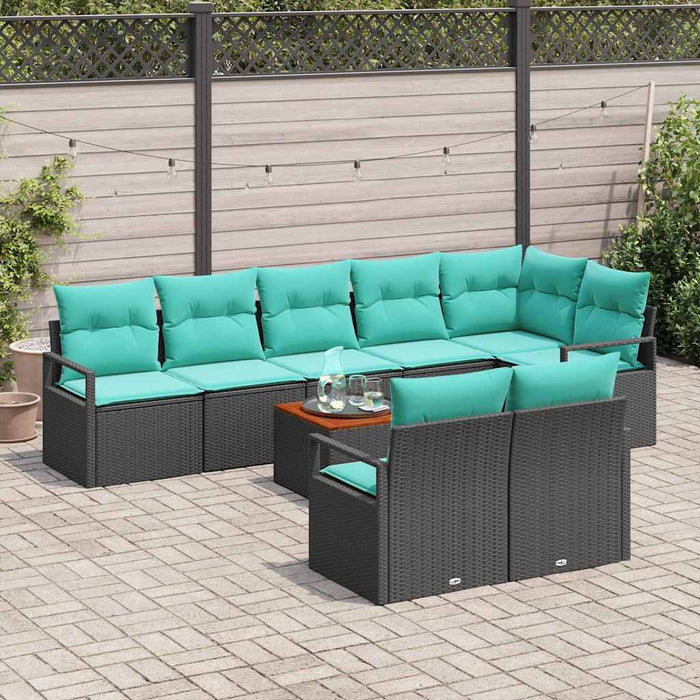 Set de canapele pentru grădină cu pernă 9 pcs Negru poliratan - WALTI WALTI