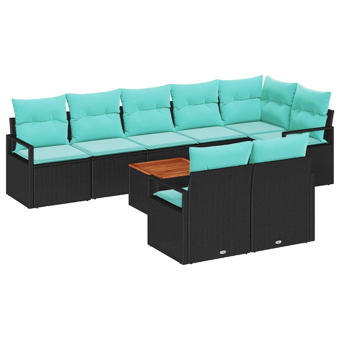 Set de canapele pentru grădină cu pernă 9 pcs Negru poliratan - WALTI WALTI