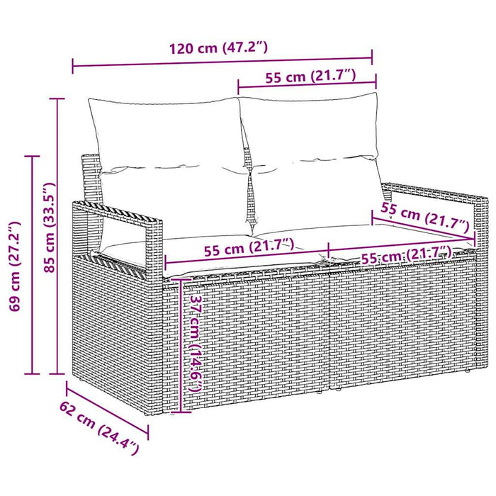 Set de canapele pentru grădină 7 buc. Negru poliratan - WALTI WALTI