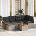 Set de canapele de grădină cu 7 piese și perne, gri, din rattan poly și acacia - WALTI WALTI