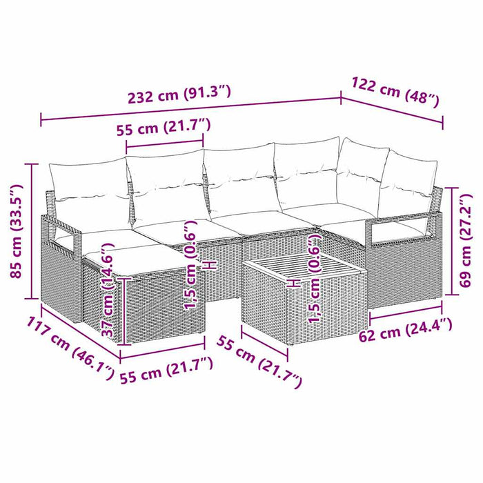 Set de canapele pentru grădină cu pernă 7 pcs Bej poliratan - WALTI WALTI