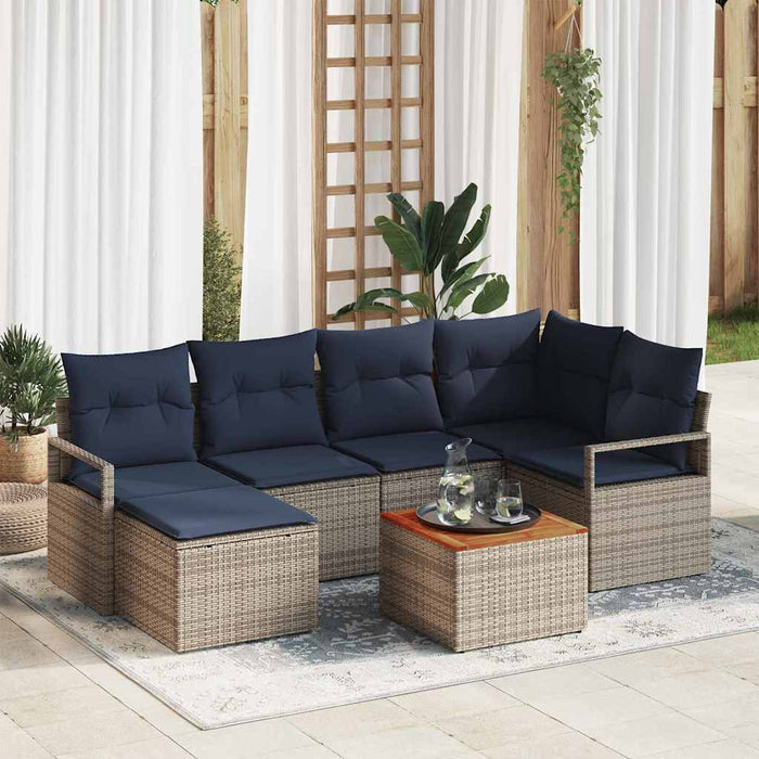 Set de canapele pentru grădină cu pernă 7 pcs Gri poliratan - WALTI WALTI