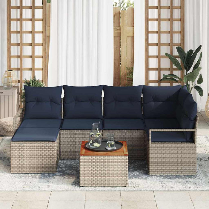 Set de canapele pentru grădină cu pernă 7 pcs Gri poliratan - WALTI WALTI