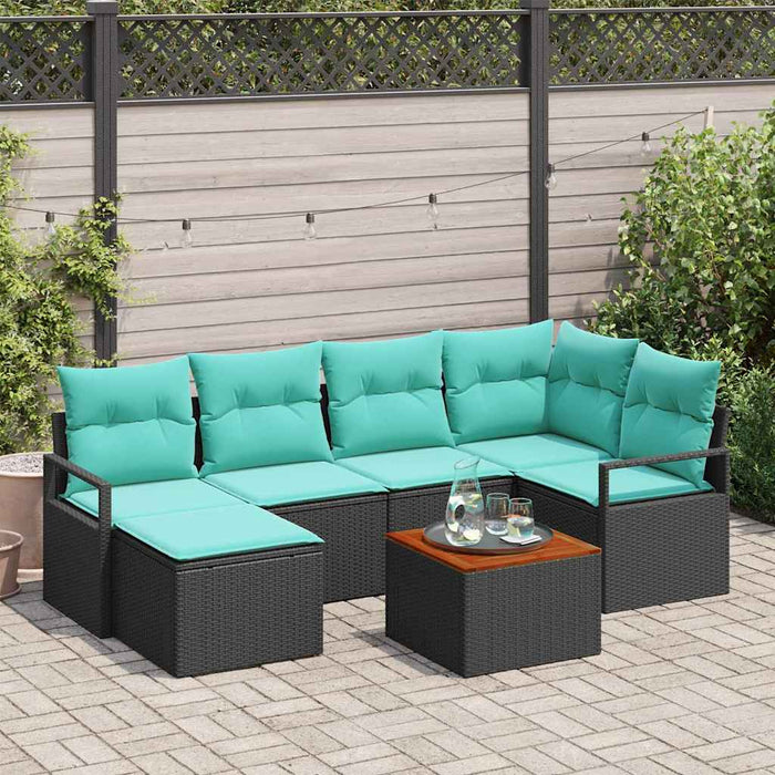 Set de canapele pentru grădină cu pernă 7 pcs Negru poliratan - WALTI WALTI