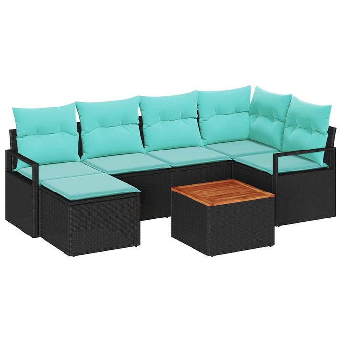 Set de canapele pentru grădină cu pernă 7 pcs Negru poliratan - WALTI WALTI