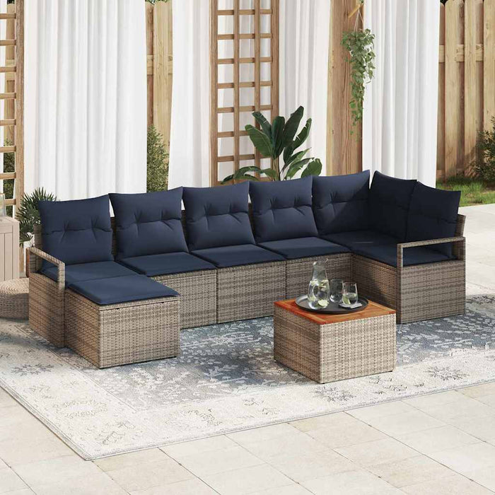 Set de canapele pentru grădină cu pernă 8 pcs Gri poliratan - WALTI WALTI