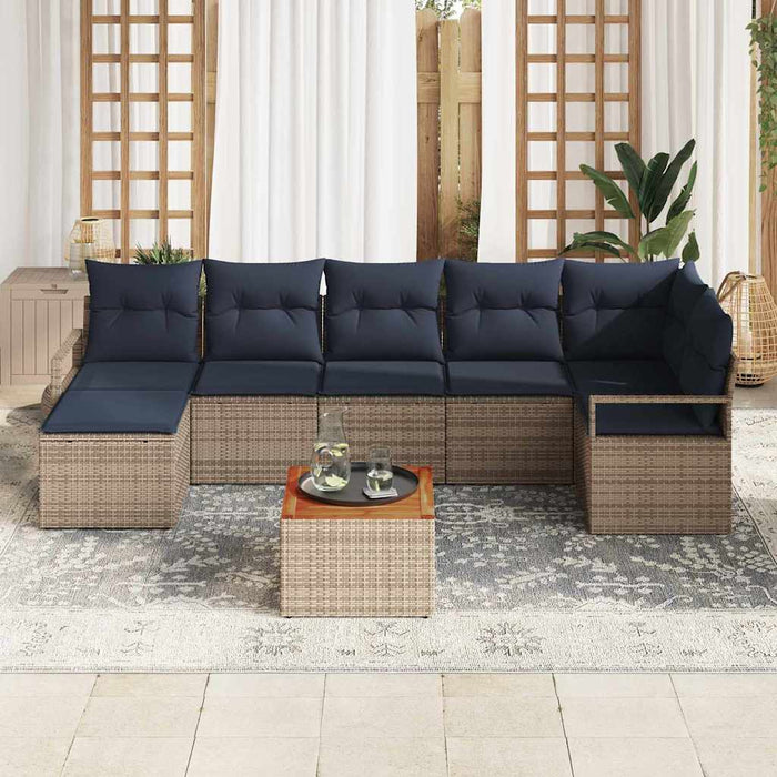 Set de canapele pentru grădină cu pernă 8 pcs Gri poliratan - WALTI WALTI