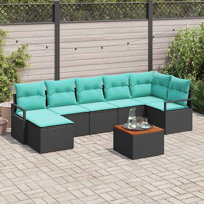 Set de canapele pentru grădină cu pernă 8 pcs Negru poliratan - WALTI WALTI