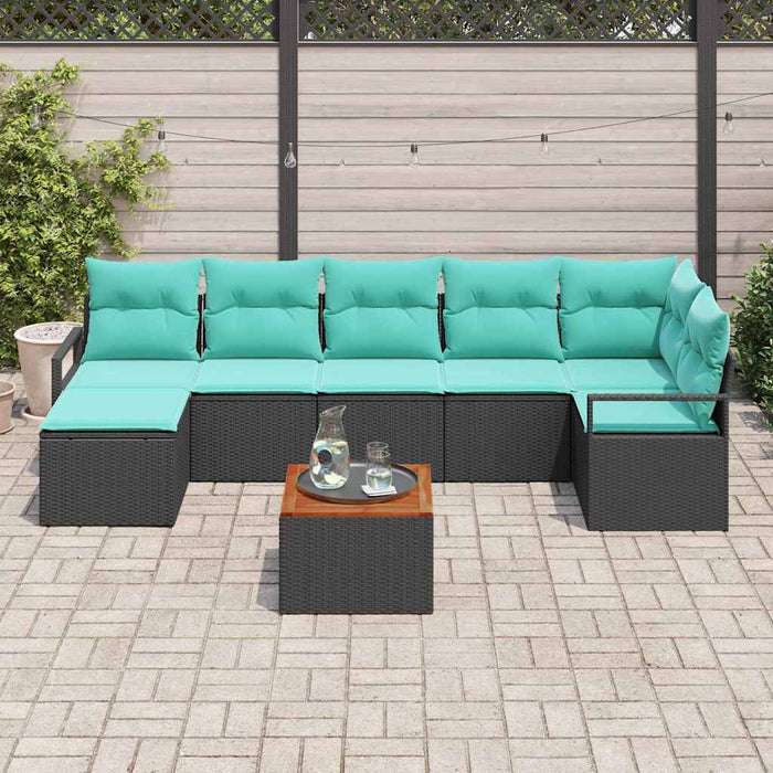 Set de canapele pentru grădină cu pernă 8 pcs Negru poliratan - WALTI WALTI