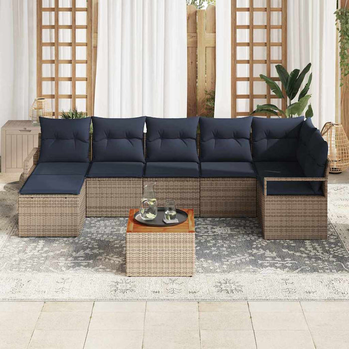 Set de canapele pentru grădină cu pernă 9 pcs Gri poliratan - WALTI WALTI