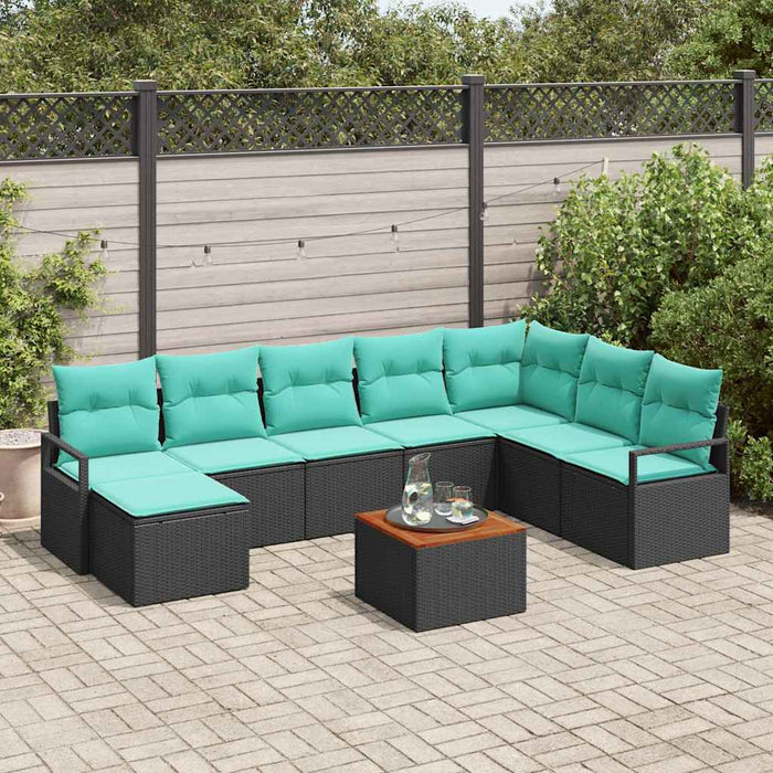 Set de canapele pentru grădină cu pernă 9 pcs Negru poliratan - WALTI WALTI
